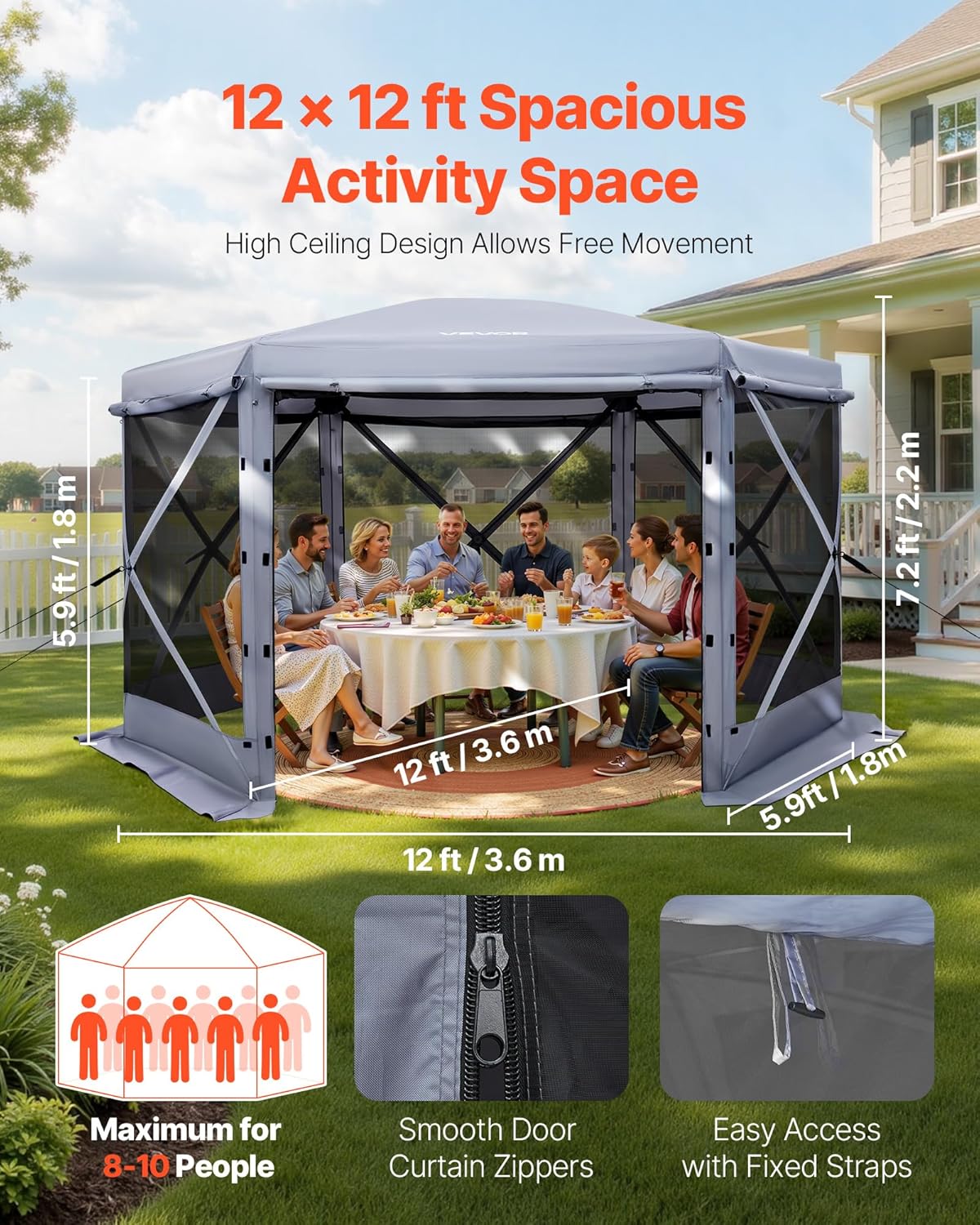Pop up Gazebo Screen Tent 12 x 12 ft