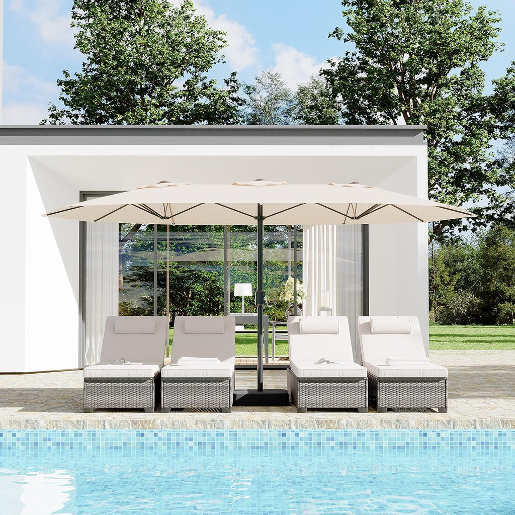 15ft Patio Umbrella with Solar-Powered LED Lights