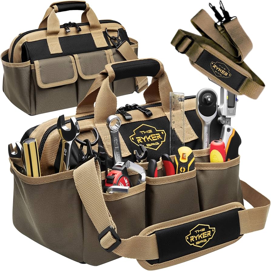 Heavy Duty Open-Top Tool Bag 14-inch wide mouth 22 pockets portable organizer