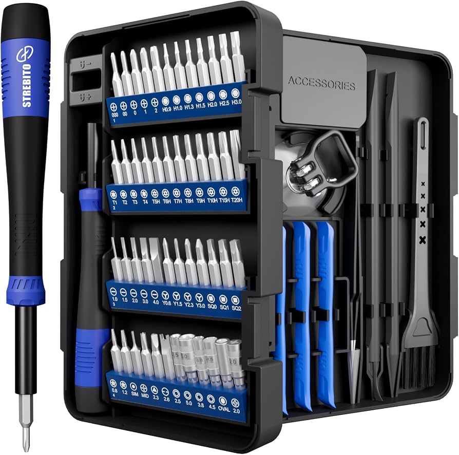 Precision Screwdriver Set 64-piece with Torx Pentalobe Triwing bits for electronics repair