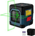 Self-Leveling Cross Line Laser Level 100ft green beam 360 degree rotatable with carrying pouch