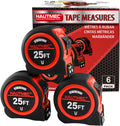 Heavy Duty Retractable Tape Measure 25ft with magnetic hook fractions and belt clip